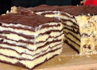 Prajitura Straturi de Vis – foi de cacao si crema de vanilie catifelata