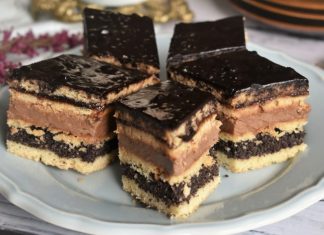 Regina Dulcetii – Prajitura Stratificata cu Mac, Prune si Crema de Cacao
