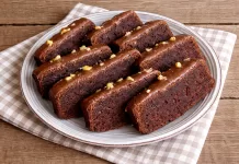 Prajitura cu blat de nuca si cacao si crema fina de ciocolata