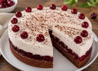 Tort cu cirese si crema fina de vanilie, desertul racoros care se topeste in gura