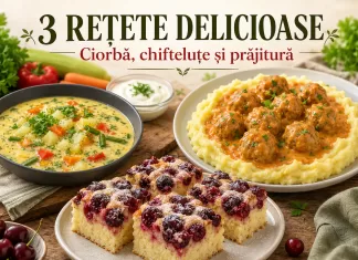 3 rețete care salvează orice masă: ciorbă de vară, chifteluțe cu sos și prăjitură pufoasă cu fructe