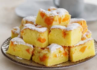 Prăjitură pufoasă cu iaurt și caise, simplă și aromată