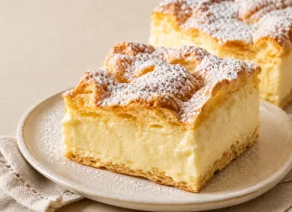 Prajitura Karpatka, desertul polonez cu foi aerate si crema fina de vanilie
