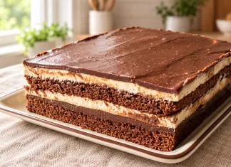 Prăjitură cu blat de cacao, cremă de vanilie și ciocolată. Desertul în straturi care îți face poftă de la prima felie