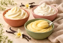 3 creme pentru torturi și prăjituri: cremă de brânză, cremă de smântână și cremă fiartă de vanilie