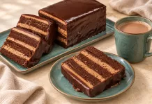 Prăjitură cu blat de cacao, cremă de ciocolată și glazură fină. Rețeta unui desert delicios, în straturi