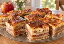 Prăjitură cu mere și brânză dulce