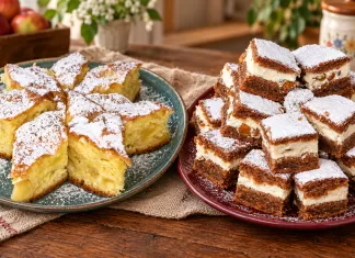 Prăjitură pufoasă cu mere și prăjitură cremoasă cu brânză: două rețete de casă care cuceresc de la prima felie